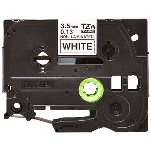 Made By Brother TZe-N201, TZeN201 Black on White Non-Laminated Super Narrow Label Tape 3.5 mm Tape, 8 m, OEM 