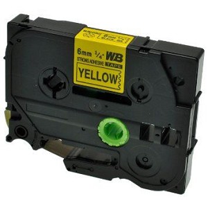 Compatible Brother TZe-S611, TZes611 P-touch Super Strong Label Tape, 6mm (0.23 Inch), Length of 8M, Black on Yellow 
