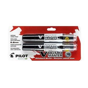 Pilot V-Board Master Whiteboard Marker, Chisel Tip, Black, 2 Counts 