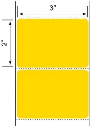 Compatible Zebra 3 Inch x 2 Inch Universal Desktop Direct Thermal Labels, Yellow, 700/roll, for Zebra, Eltron, Sato, Datamax and other desktop printers - Minimum Order 10 Rolls 